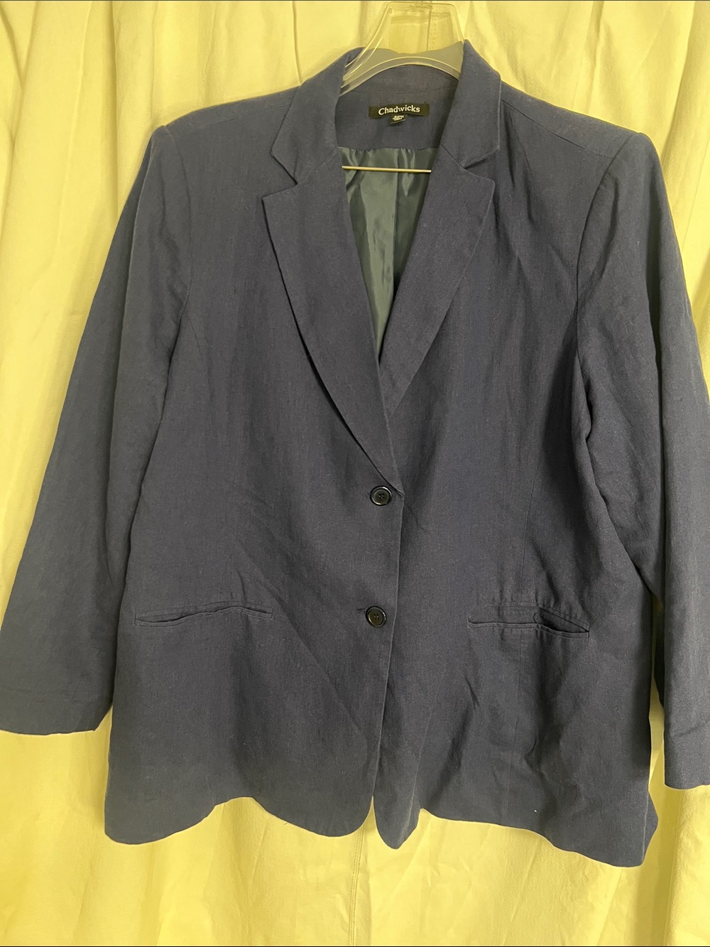 Chadwicks Navy Linen/Rayon Two-Button Women's Blazer